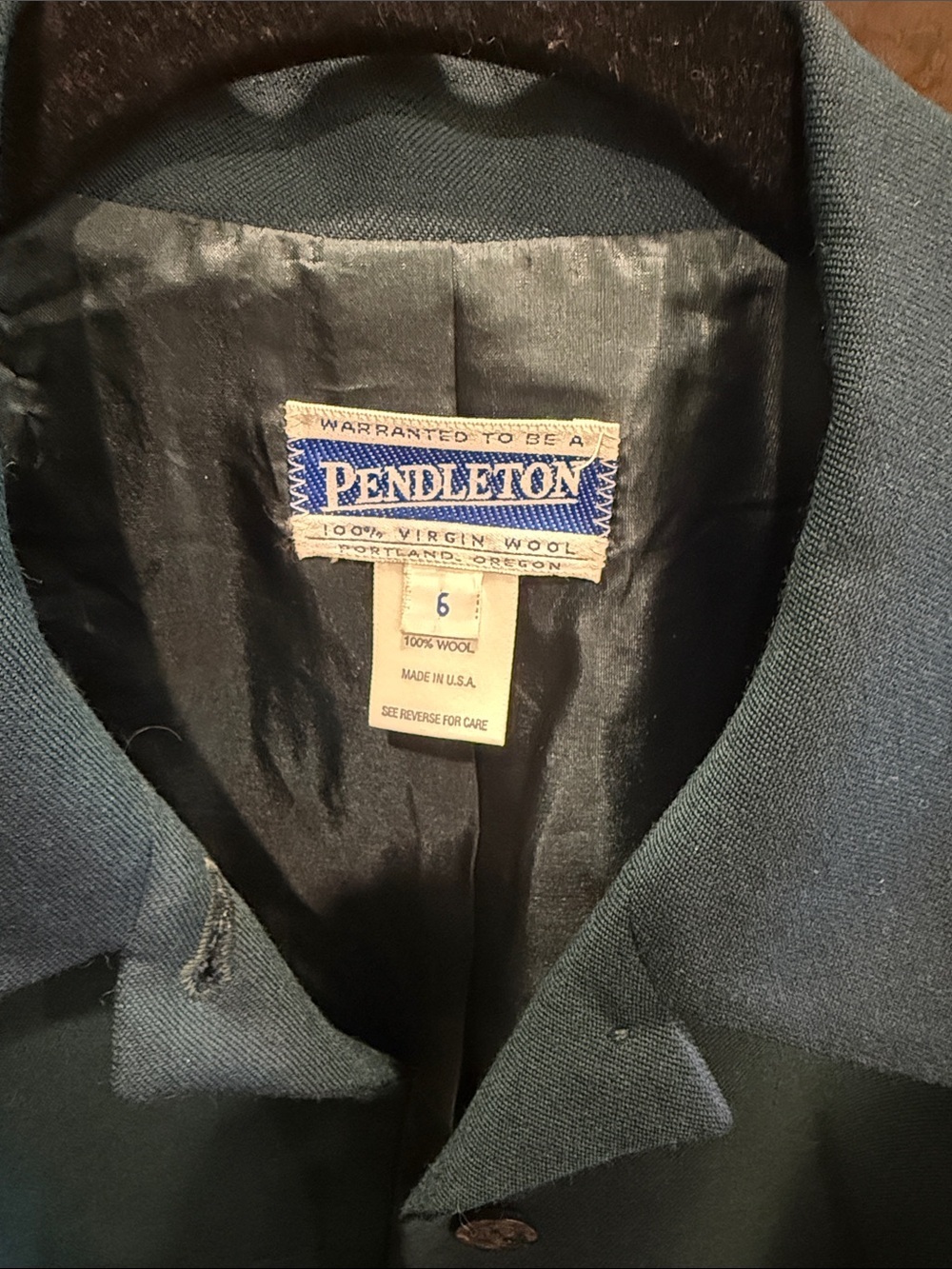 Pendleton Dark Teal Wool Button Jacket - Picture 2 of 6